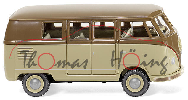 VW Transporter T1 1100 Kleinbus (Typ 2 T1, Modell 1950-1954, Baujahr 1950), beigebraun/cremebeige, W