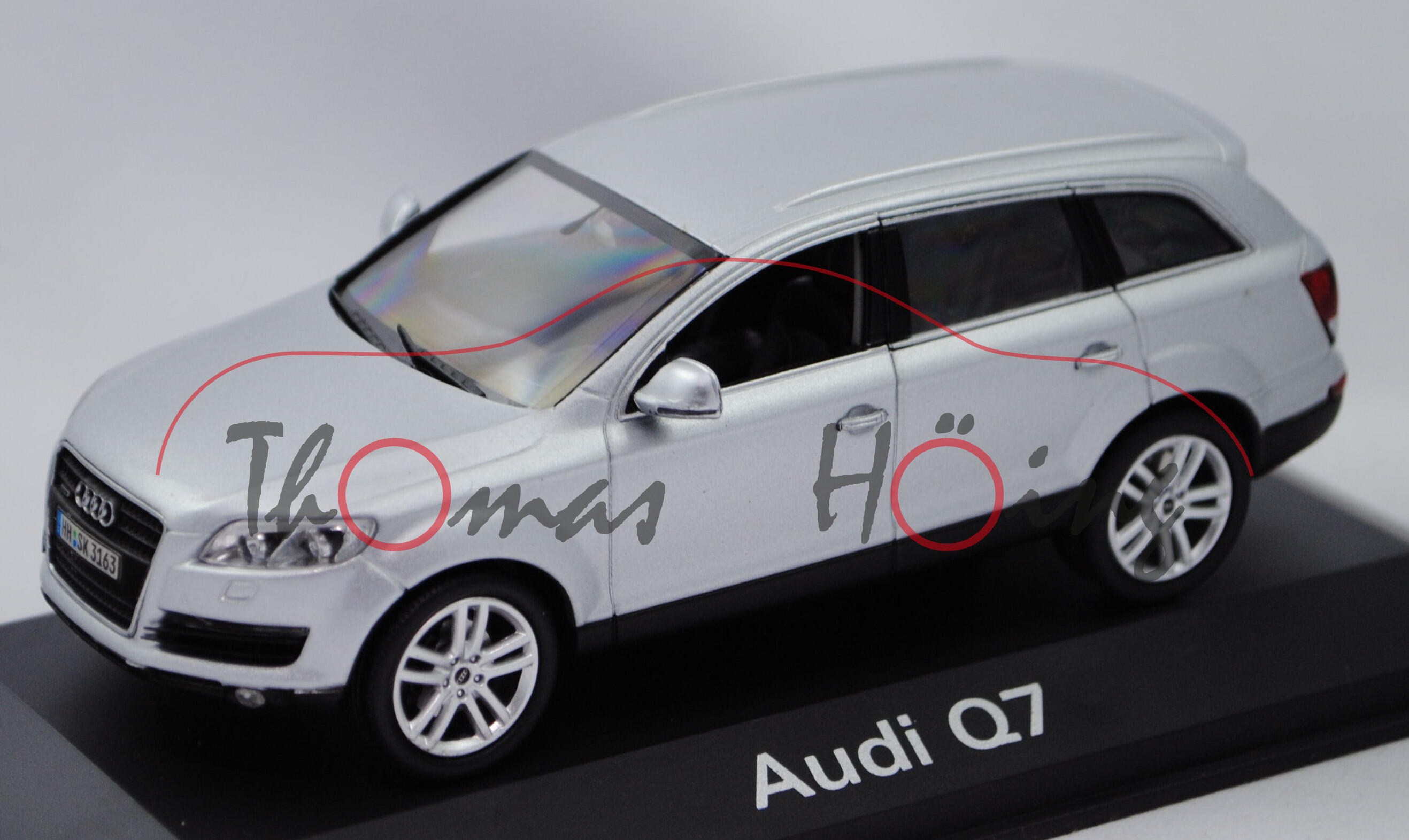 Audi Q7 4.2 FSI quattro (Typ 4L, Modell 2006-2009), lichtsilber, Schuco, 1:43, Werbeschachtel