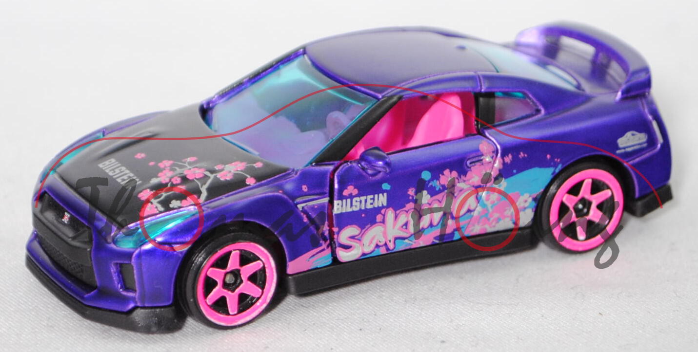 Nissan GT-R (Modell 2016-2019) SAKURA / URBAN, blauviolettmetallic, majorette, 1:62, RARE, mb