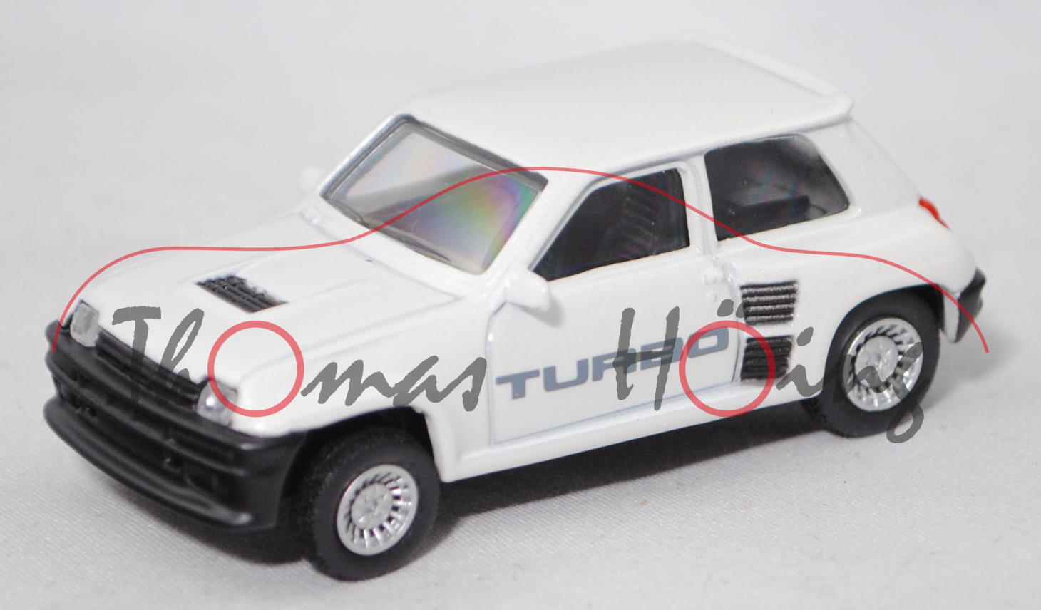 Renault 5 Turbo (Modell1980-1982, Baujahr 1980), perlmutt weiß metalllic, TURBO, 1:54, Norev, mb