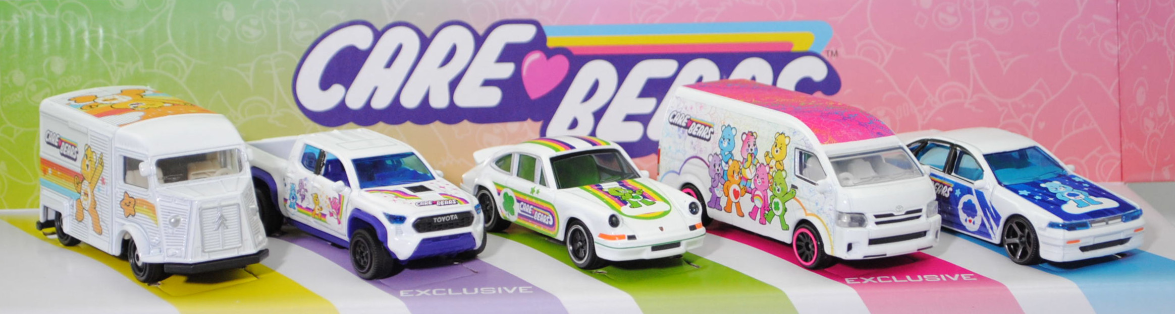 Giftpack CARE BEARS™ (5 Modelle): Citroen HY + Toyota Tacoma + Porsche 911 RS + Toyota HiAce Commuter + NISSAN Cefiro, majorette, mb (CARE BEARS™ EDITION)