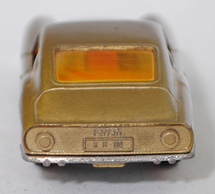 00002 Ferrari Berlinetta 275 GTB (Tipo 563, 2. Serie, Long Nose / Lange Nase, Modell 1965-1966), goldmetallic, transparente Frontscheinwerfer, Bpr. V 269, Germ, R10 reinweiß, SIKU SUPER, 1:56, m