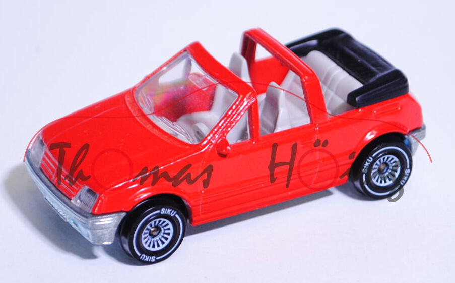 Peugeot 205 Cti 1.6 Cabriolet, Modell 1986-1989, verkehrsrot, innen lichtgrau, B4