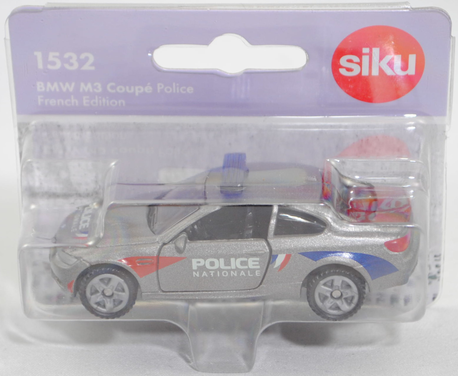 00100 F BMW M3 Coupé (4. Generation M3, E92, Facelift 2010, Modell 2010-2013) French Police, graualuminiummetallic, POLICE / NATIONALE, SIKU SUPER, 1:58, P29f (FRENCH EDITION)