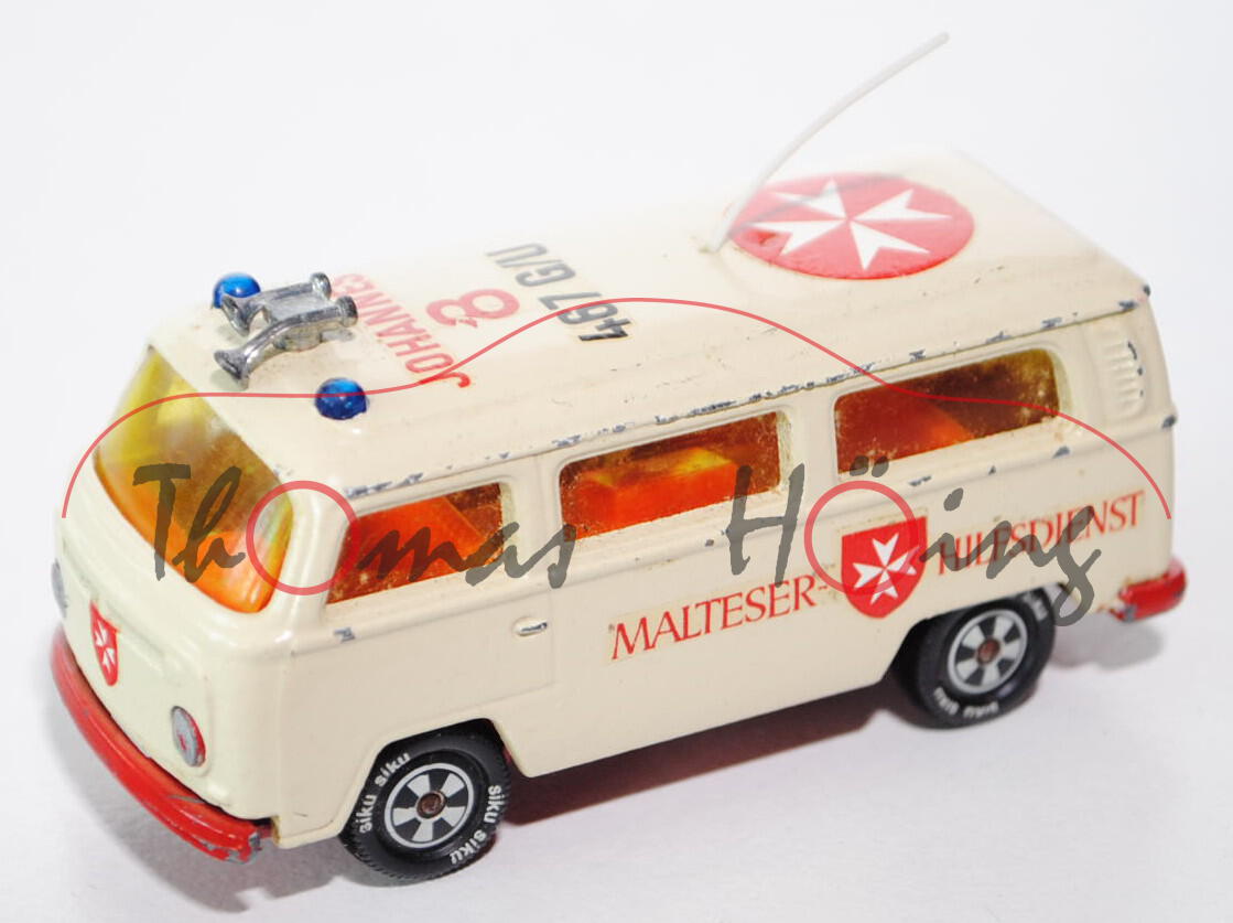 VW Bus (Typ T2b) Malteser-Krankenwagen, Modell 1972-1979, hellelfenbein, MALTESER- HILFSDIENST / JOH