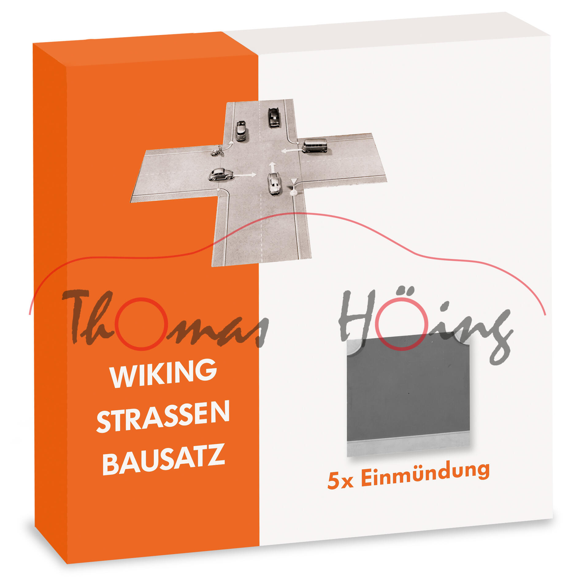 Wiking Strassen Bausatz - Einmündung, Inhalt: 5 Stück Fahrbahnplatten, basaltgrau, Wiking, 1:87, mb