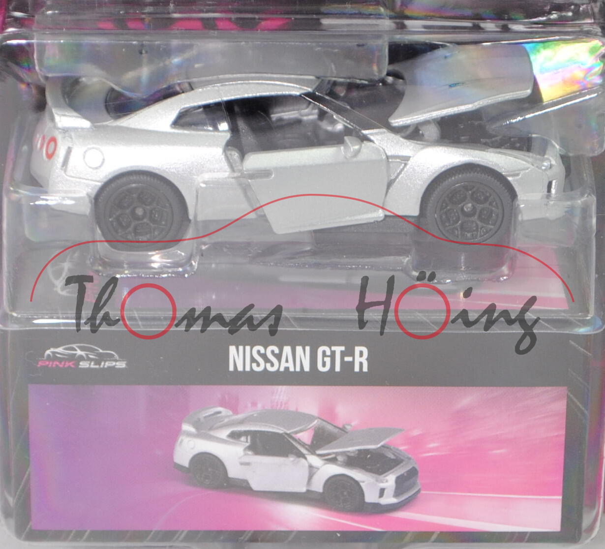 Nissan GT-R (Typ R35 Mk4, Mod. 2016-2019), silbergraumetallic, Jada TOYS by majorette, 1:61, Blister