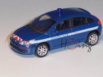 Citroen C4, dunkel-enzianblau, GENDARMERIE, mit Blaulicht, 1:50, Norev, mb