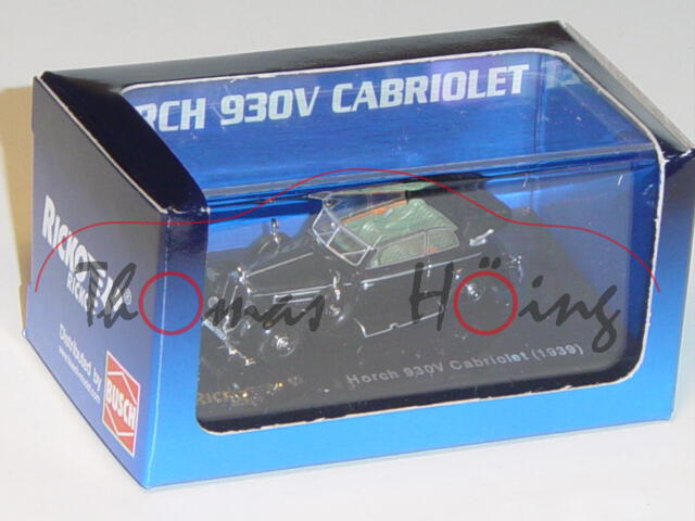 Horch 930V Cabriolet 1939, schwarz, Verdeck offen, Ricko / Busch, 1:87, PC-Box