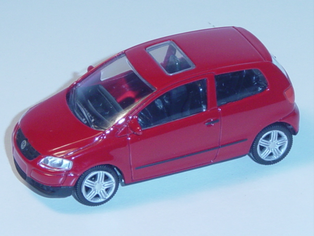 VW Fox, Mj. 2005, tornadorot, 1:50, Norev, Werbeschachtel