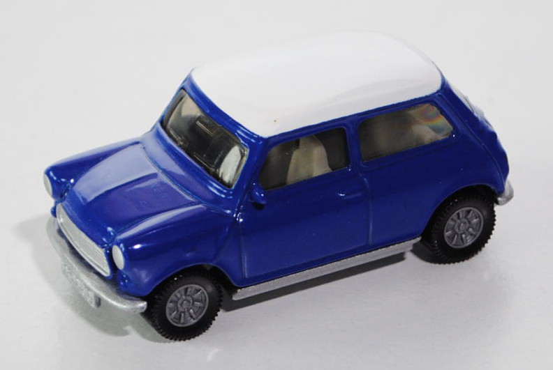 00004 Mini Cooper (Typ MK VI, Modell 1992-1996), ultramarinblau, Dach reinweiß, innen grauweiß, Lenk