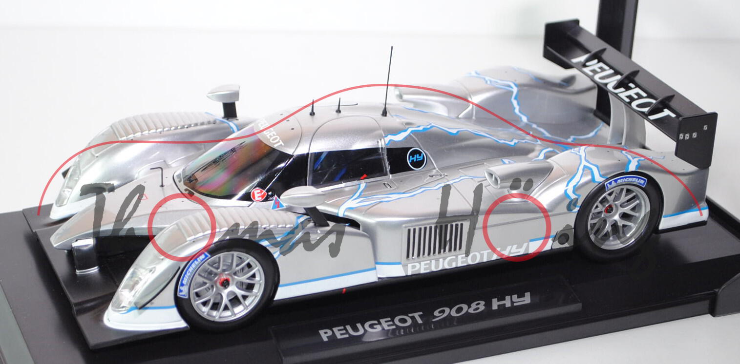 Peugeot 908 HY (Peugeot 908 Hdi FAP Hybrid), Präsentation Pariser Autosalon 2008, silber, 1:18, Nore