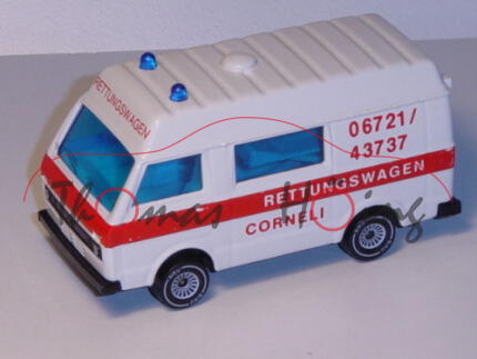 VW LT 28 Medi-Mobil (1. Generation), Modell 1975-1986, weiß, RETTUNGSWAGEN / CORNELI / 06721 / 43737