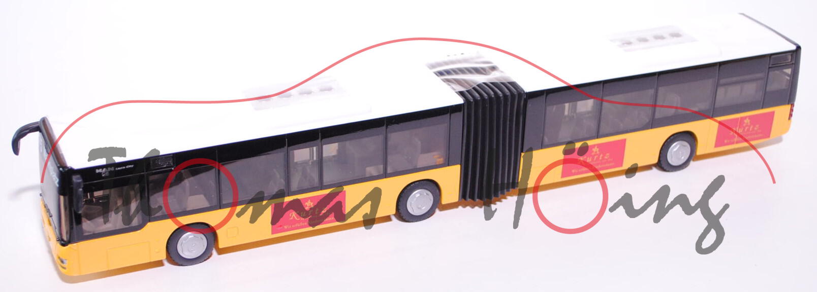 00401 MAN Lion\'s City G Gelenkbus (Typ A23, Modell NG 263), dahliengelb/weiß, Kurtz Spielwaren seit