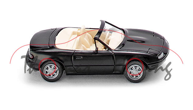 Mazda MX-5 1.6 (1. Generation, Typ NA, Modell 1989-1994), schwarz, innen hellelfenbein, Wiking, 1:87