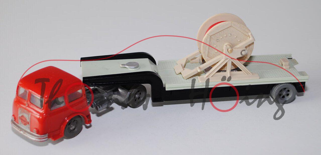 Henschel STRÜVER Kabelwagen, verkehrsrot und schwarz/weißgrün, Kabeltrommel ohne Stifte, Gewicht fes