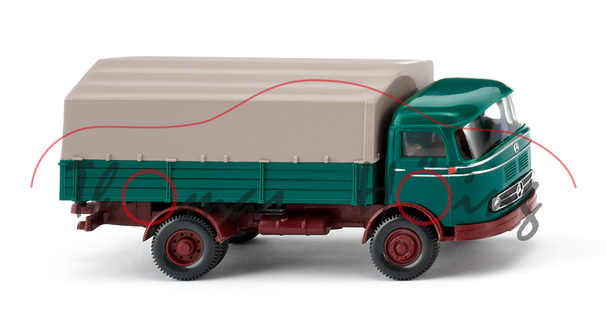 Mercedes-Benz LP 321 (Typ leichter Frontlenker, Modell 1957-1959) Pritschen-LKW, opalgrün, Wiking, 1:87, mb