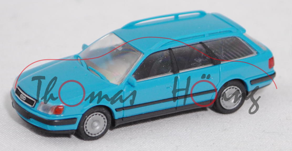 Audi 100 Avant (C4, Modell 1991-1994), dunkel-türkisblau, mit Radblenden, Rietze, 1:87, mb