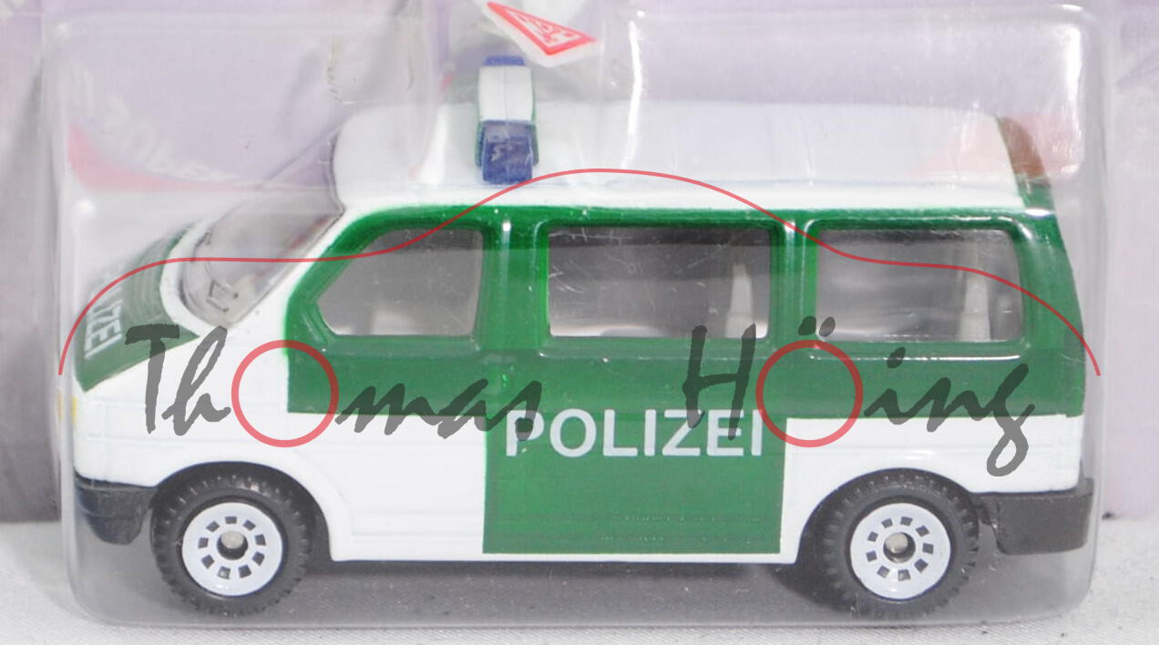 VW T4 Caravelle (Modell 1990-1995) Polizei-Mannschaftswagen, reinweiß/hell-moosgrün, innen lichtgrau