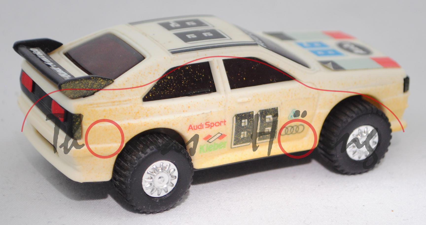 Audi quattro Gruppe 4 (Baureihe B2, Typ 85Q, Modell 1980-1982), cremeweiß, Startnummer 86, ca. 1:46