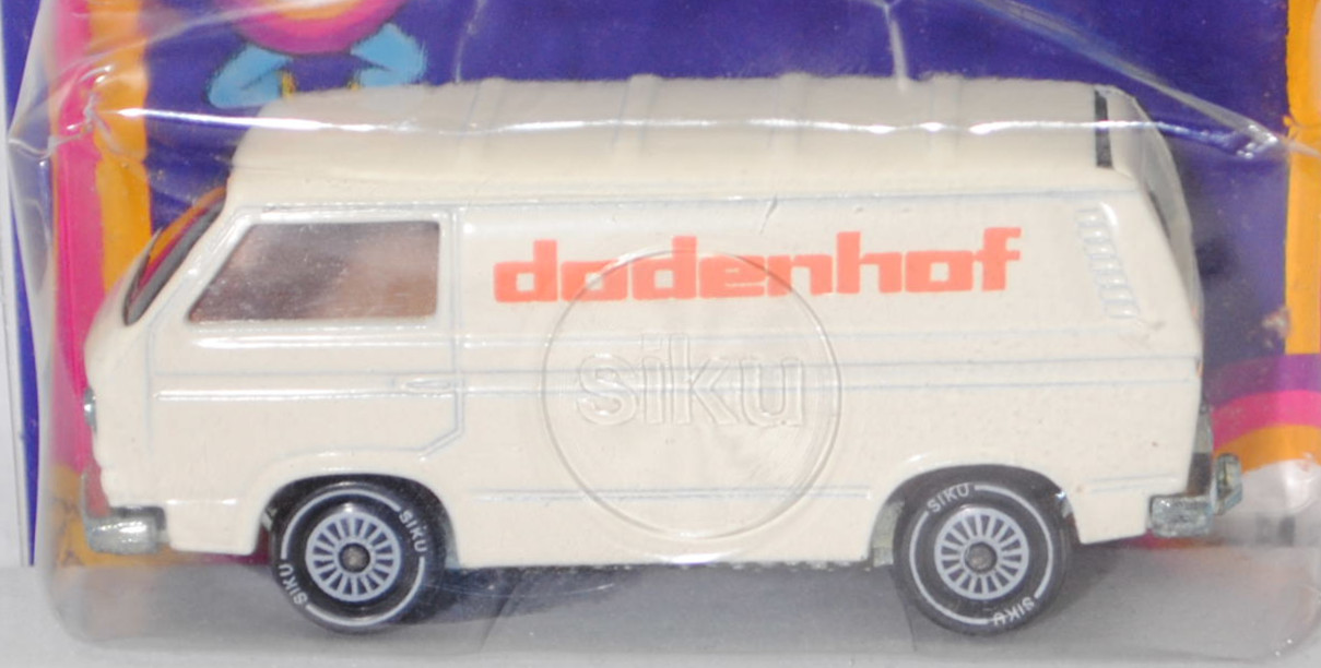 VW Transporter Kastenwagen (Typ 2 Transporter 3 (T3, Modell '80), Modell 1979-1982), cremeweiß, dodenhof, R11 glatt, SIKU SUPER, 1:60, P18 (Limited Edition)