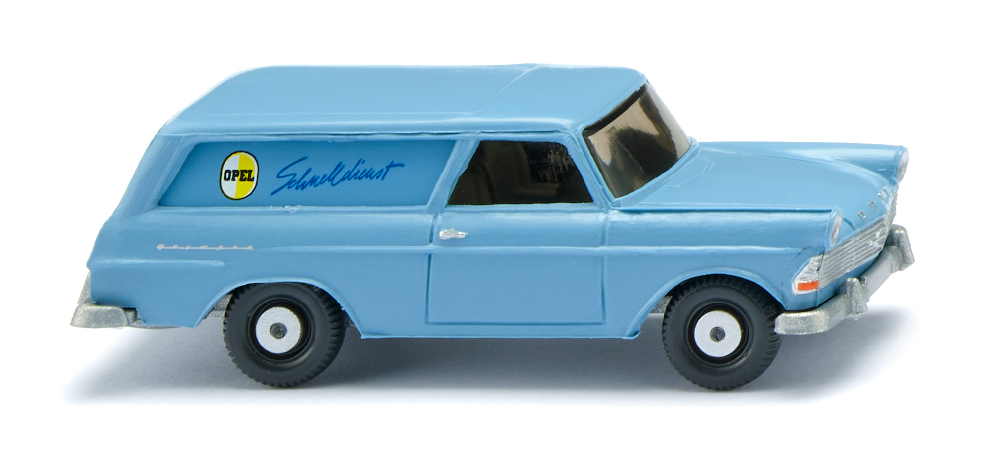 Opel Rekord 1700 Caravan (3. Generation Rekord, P2, Typ Rekord '61, Modell 1960-1963), pastellblau, OPEL Schnelldienst, Wiking, 1:87, mb