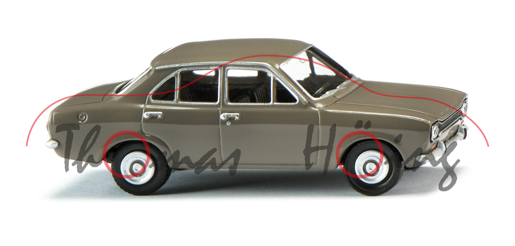 Ford Escort L 4-türig (1. Generation, Typ Escort '68, MK1, Mod. 69-74), quarzgrau, Wiking, 1:87, mb