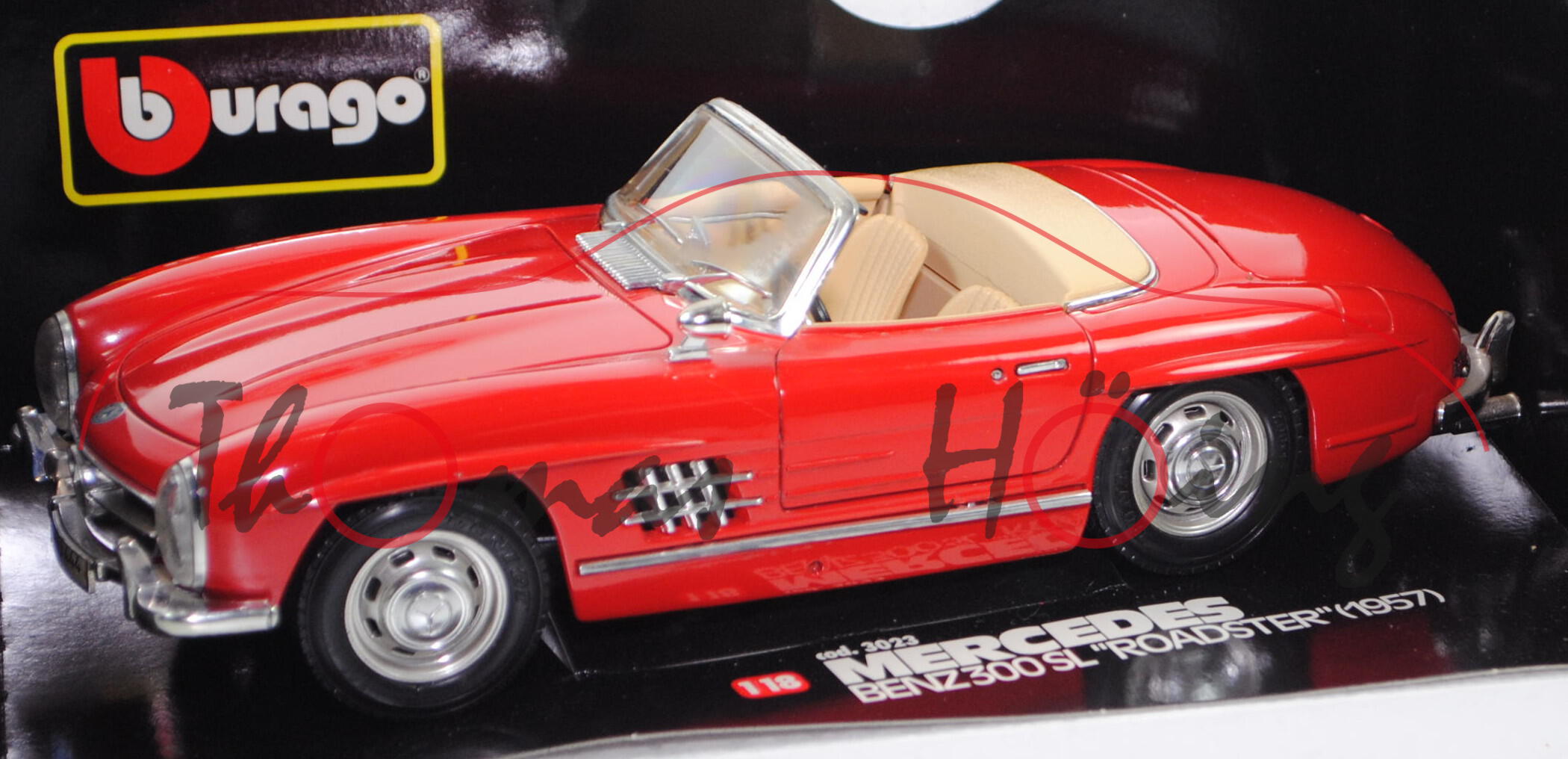 Mercedes-Benz 300 SL Roadster (W 198 II, Modell 1957-1963, Baujahr 1957), rot, Bburago, 1:18, mb