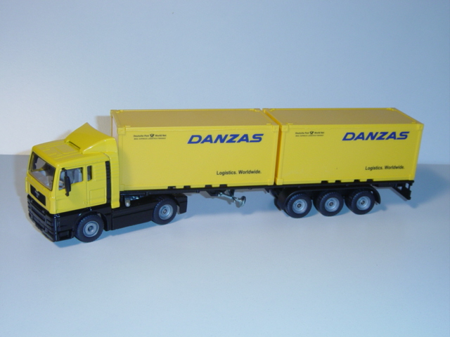 MAN TGA Container-LKW, kadmiumgelb/schwarz, DANZAS / Logistics. Worldwide., graue LKW16, L14n