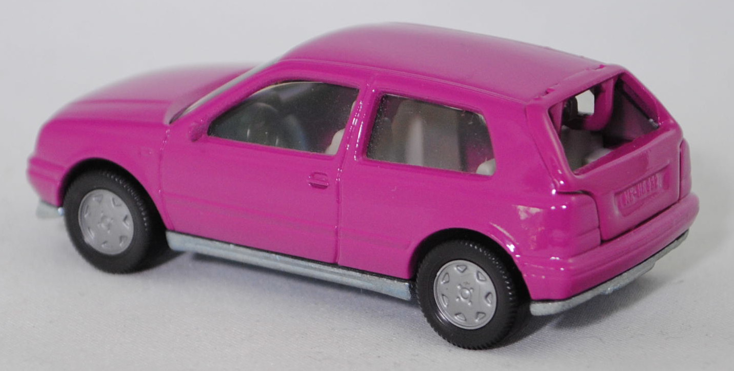 00000 VW Golf III 1.8 GL (Typ 1H, Vorfacelift, Modell 1991-1994), verkehrspurpur, innen grau, Lenkrad schwarz, Chassis chrom, Germ, Bpr. ohne Artikelnummer, SIKU SUPER, 1:56, m