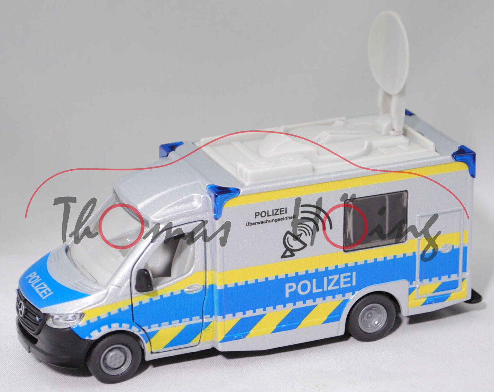 00000 Polizeiwagen m. Kofferaufbau auf MB Sprinter III Fahrgestell, silber, POLIZEI, L17mpK