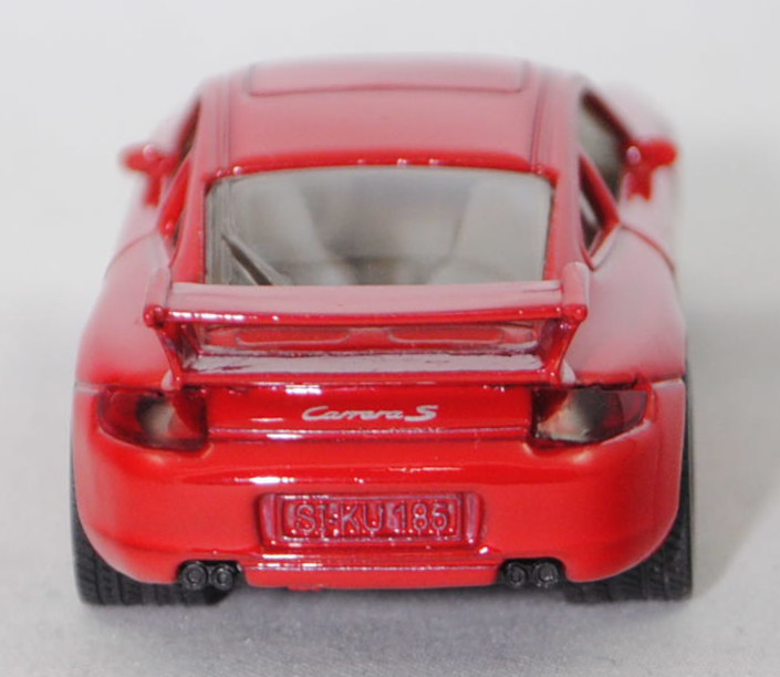 00000 Porsche 911 Carrera S (Typ 997.1 Coupé / 997 MK1 Coupé, Vorfacelift, Modell 2004-2008), dunkel-verkehrsrot, B22a / B22b offen silbergrau, SIKU SUPER, 1:55, m