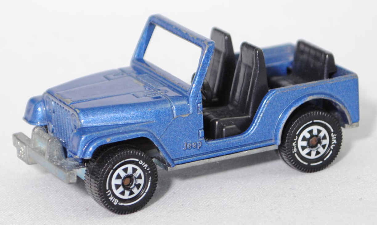 00002 Jeep CJ-5 2.5L (Modell 1979-1983) ohne Fiberglas Hardtop (von Siku als Jeep CJ-7 bezeichnet), hell-violettblaumetallic, innen schwarz, ohne CE-Zeichen, B5, SIKU SUPER, 1:55, m- (Hardtop weg)