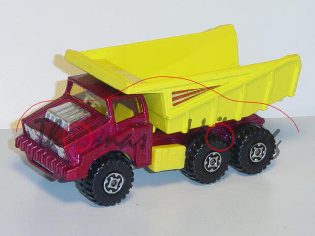 Big Tipper, dunkelrotmetallic/zinkgelb, Matchbox Super Kings, mb