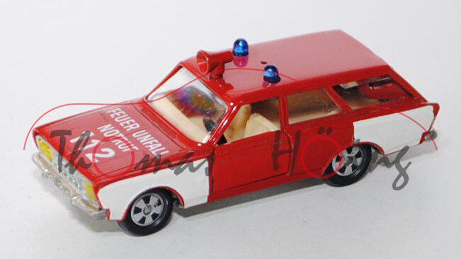 Ford 17 M Turnier Feuerwehr-Kommandowagen, feuerrot, FEUER NOTFALL / NOTRUF / 112, R9, Antenne+Zubeh