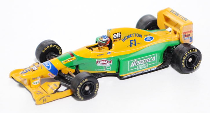 Benetton Ford B 193, signalgelb/dunkel-gelbgrün, Formel 1 Saison 1993, Team: Camel Benetton Ford (3.