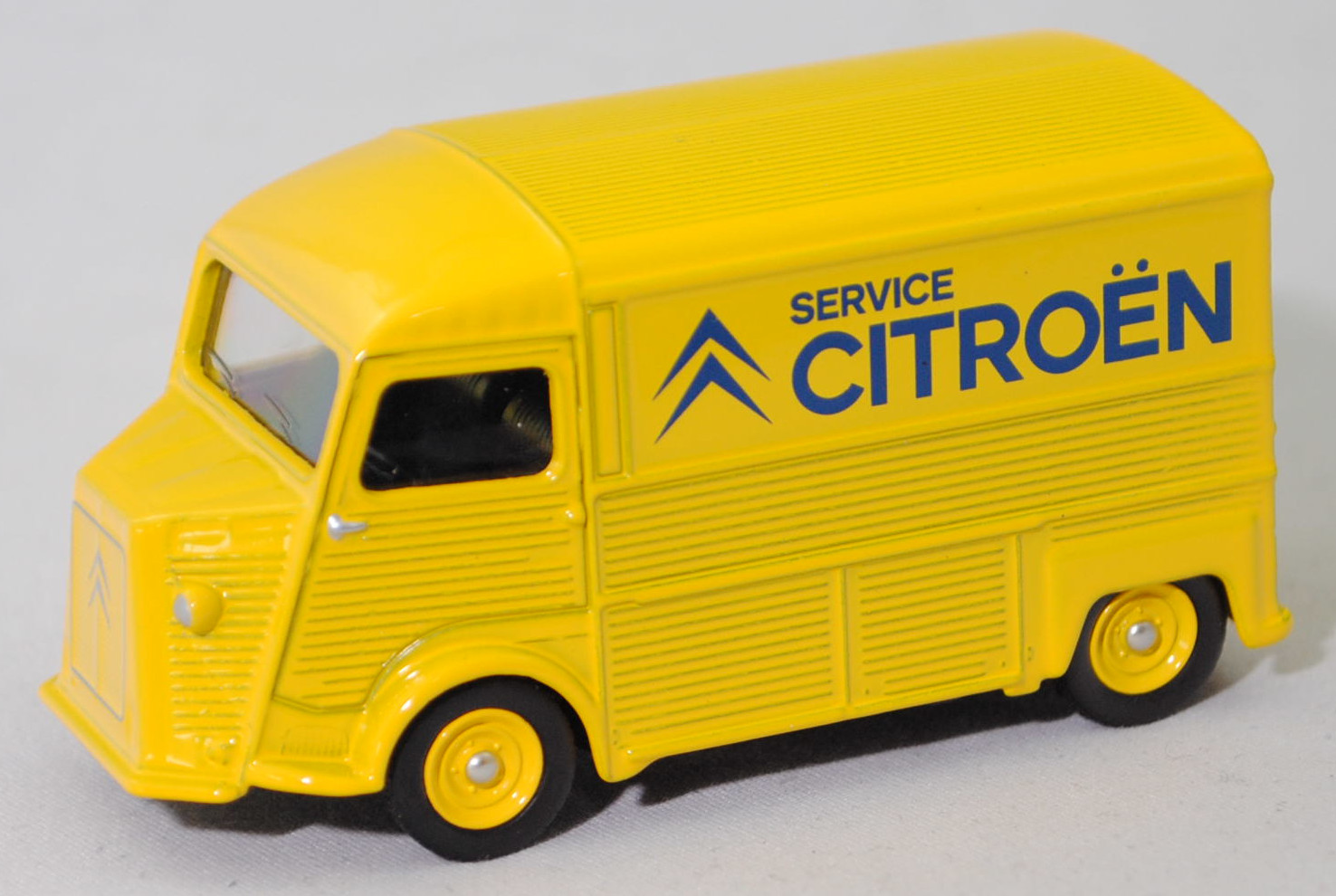 Citroen Typ HY (Typ Kleintransporter, Modell 1948-1981, Baujahr 1980) Kastenwagen, verkehrsgelb, SERVICE / CITROEN, Norev Serie 800, 1:58, Werbeschachtel