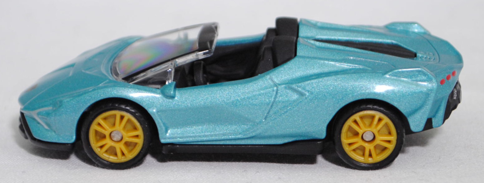 00000 Lamborghini Sián Roadster (1. Generation, Baureihe Sián Roadster, Modell 2020-), hell-wasserblaumetallic (blu uranus matt), innen schwarz, SIKU SUPER, 1:62, P29f