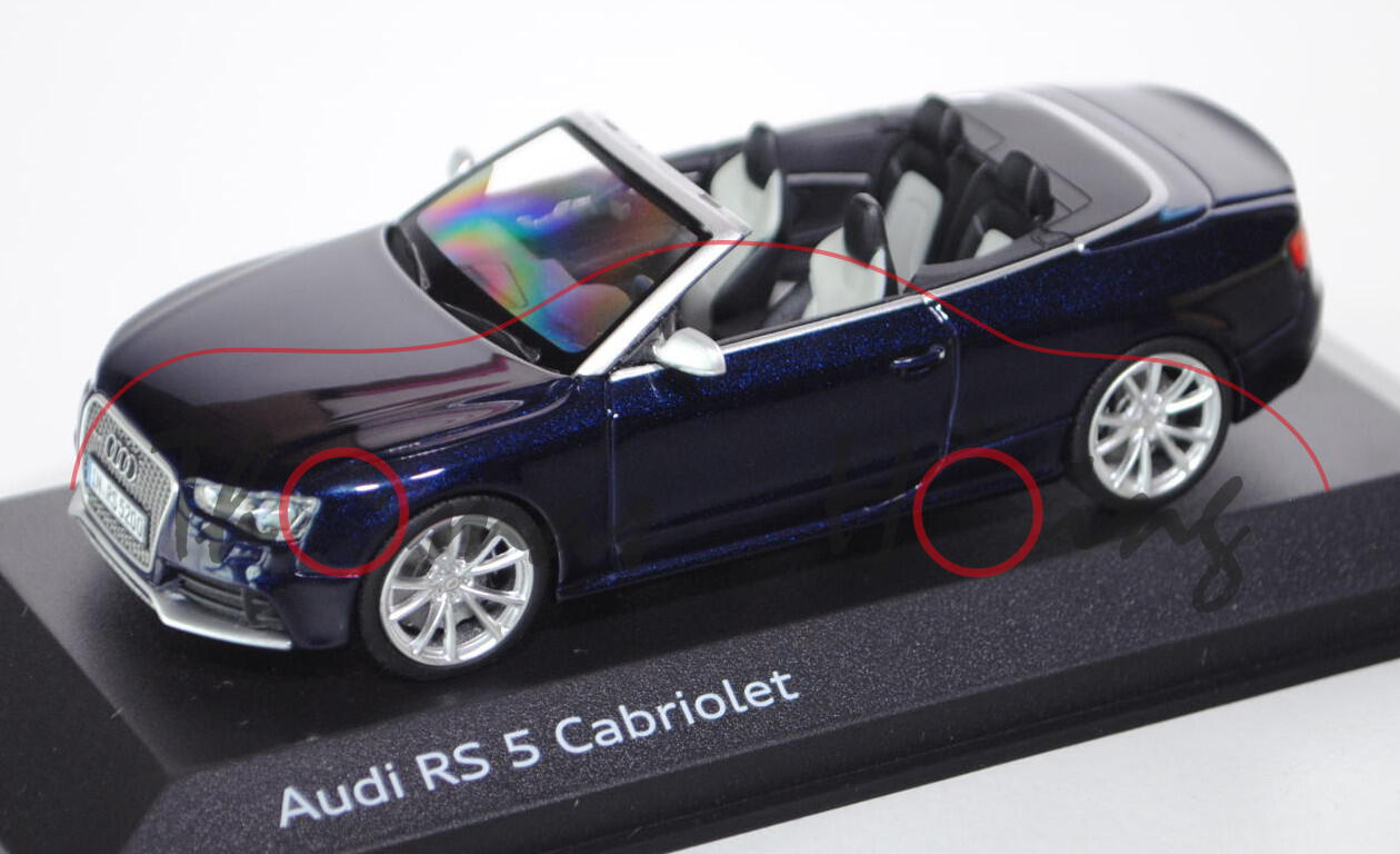 Audi RS 5 Cabriolet (Typ 8T, AU485, Facelift), Modell 2012, estorilblau, Minichamps, 1:43, Werbescha