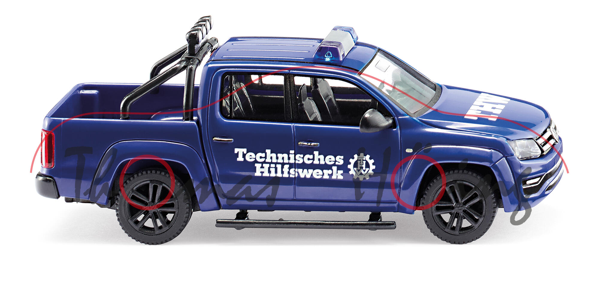 THW - VW Amarok I (GP) DoubleCab Highline (Modell 2016-2020), ultramarinblau, Wiking, 1:87, mb