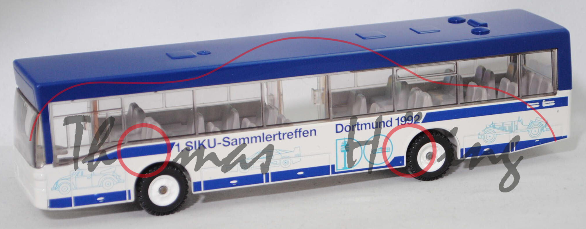 Mercedes-Benz O 405 N Niederflur-Linienomnibus (Modell 1989-1994), blau/weiß, 1. Siku-Sammlertreffen Dortmund 1992, SIKU SUPER 1:55