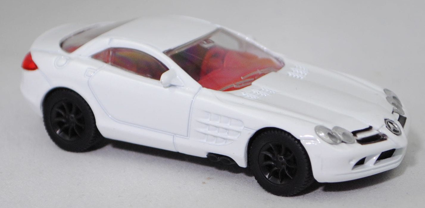 00003 Mercedes-Benz SLR McLaren (1. Generation, C 199, Modell 2004-2008), reinweiß, Bpr. 1004, B25a / B25b schwarz, SIKU SUPER, 1:55, m