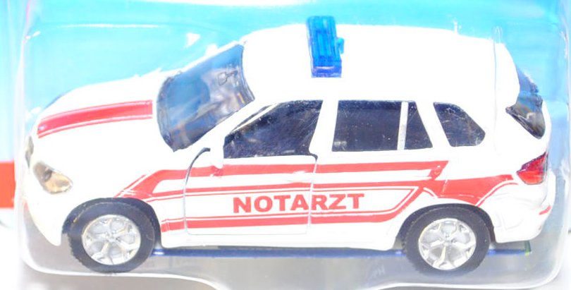 00001 BMW X5 3.0si (Typ E70, Modell 2006-2010) Notarzt-Geländewagen, reinweiß/verkehrsrot, innen sch