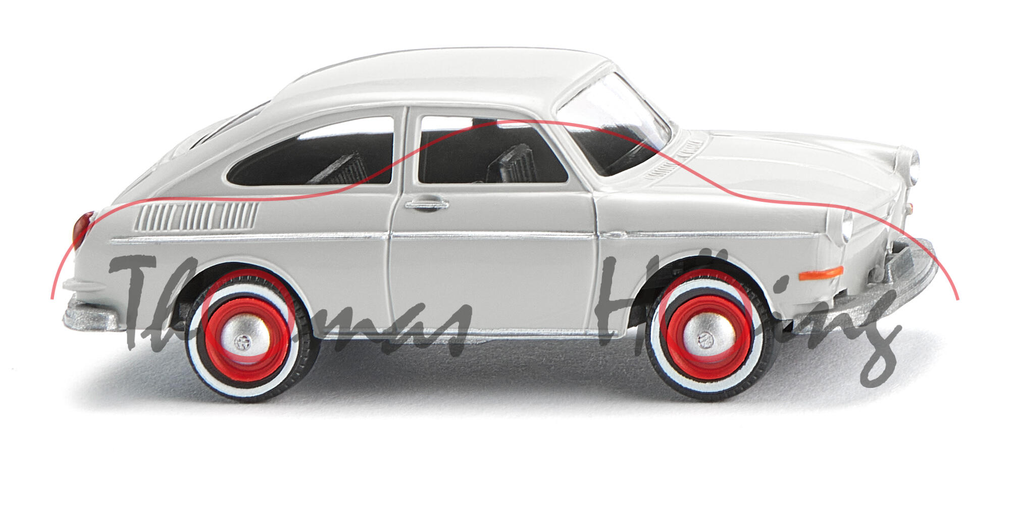 VW 1600 TL Fließheck (1. Generation, Typ 3, Facelift 1969 zum Modelljahr 1970, Modell 1969-1973), achatgrau, Wiking, 1:87, mb