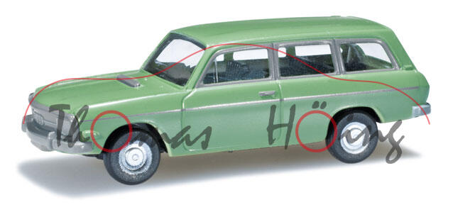 Audi 60 Variant (Typ F103), Modell 1968-1972, Baujahr 1970, resedagrün, Herpa, 1:87, mb