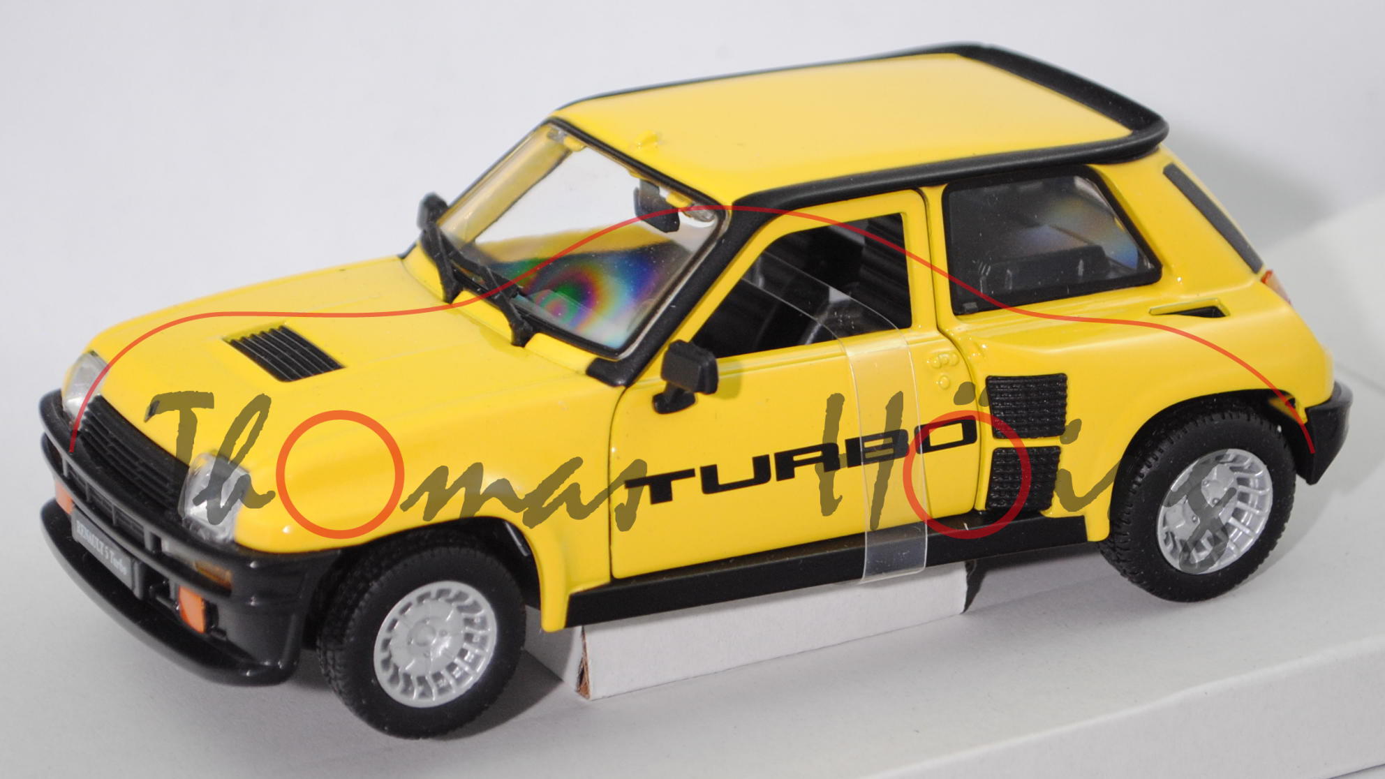 Renault 5 Turbo 2 (Modell 1983-1985), hell-verkehrsgelb/schwarz, Türen zu öffnen, Bburago, 1:24, mb