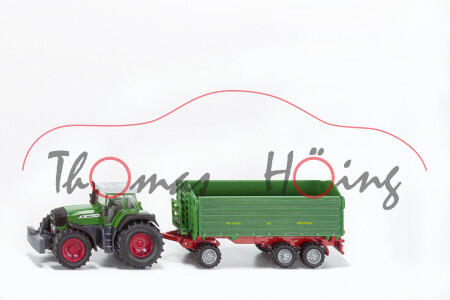 Fendt 916 mit Drei-Achs-Kippanhänger, resedagrün und olivgrün/rot, BRANTNER DD 24060 (HB), 1:87, L17