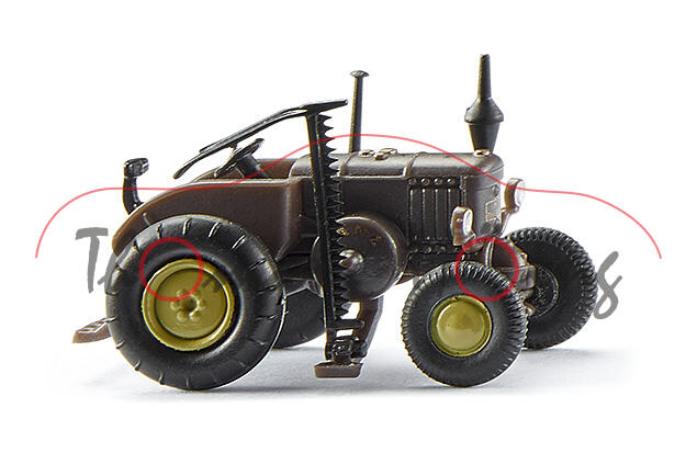 Lanz Ackerluft-Bulldog HR7 D8506 (Mod. 36-55) m. Mähbalken, braun/schwarz, N-Spur, Wiking, 1:160, mb