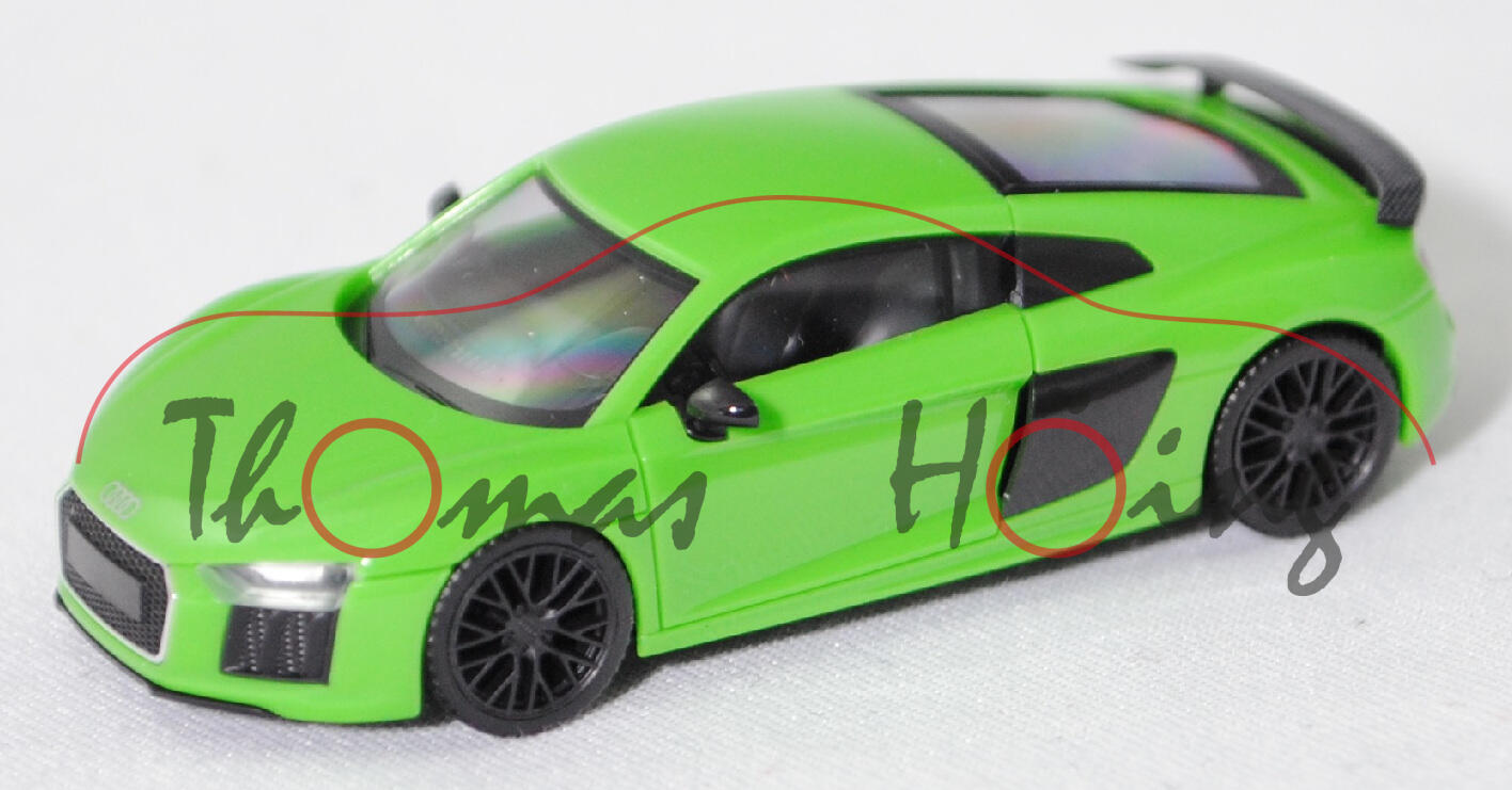 Audi R8 V10 plus (2. Generation, 4S, Vorfacelift, Modell 2015-2019), micrommatagrün (Lacknummer LSVO), innen schwarz, Herpa, 1:87, mb