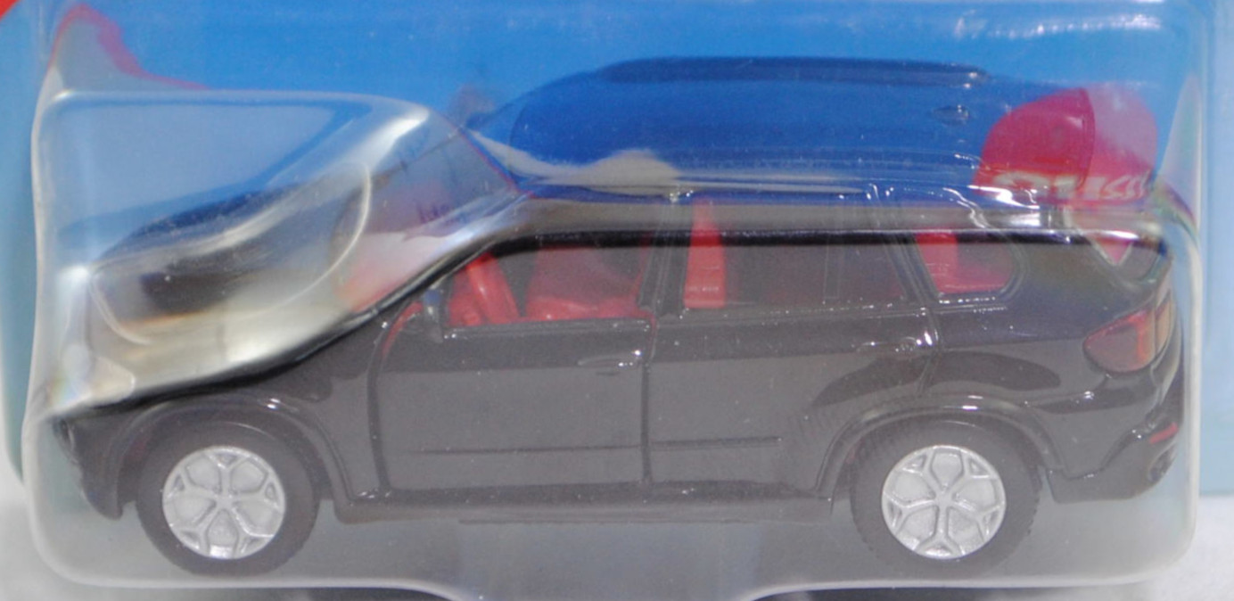 00002 BMW X5 3.0si / xDrive30i (E70, Vorfacelift, Modell 2006-2008 als X5 3.0si bzw. 2008-2010 als X5 xDrive30i), schwarz, innen feuerrot, SIKU SUPER, 1:58, P29a m-